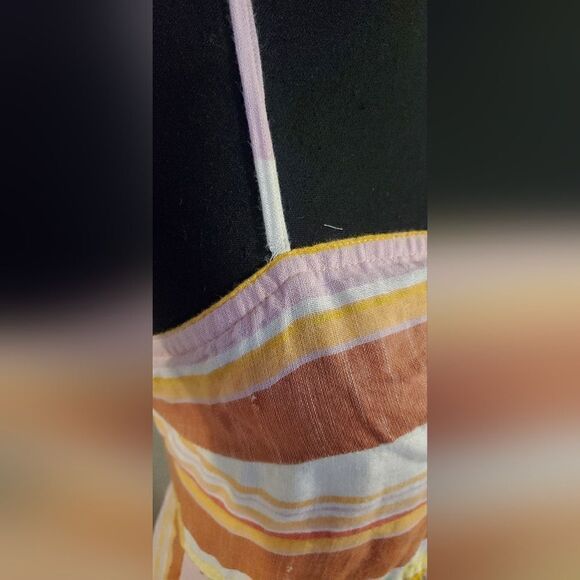 Anthropologie Savannah Halter Dress | Striped Ruched Orange Boho Style, Size 4 - Picture 7 of 16